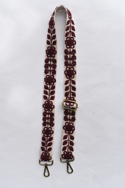 Cream & Maroon Adjustable Strap