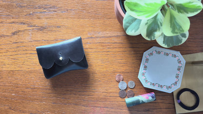 Scalloped Leather Card Carrier