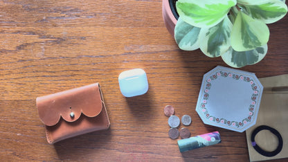 Scalloped Leather Card Carrier